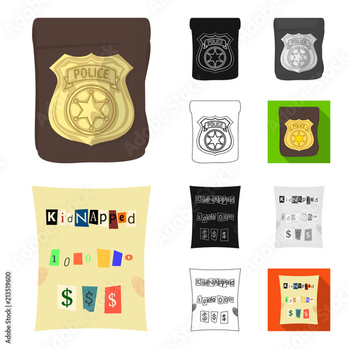 Detective agency cartoon,black,flat,monochrome,outline icons in set collection for design. Crime and investigation vector symbol stock web illustration.