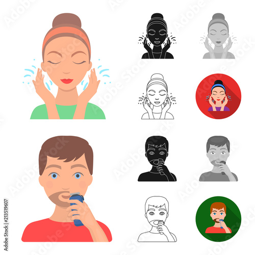 Skin care cartoon,black,flat,monochrome,outline icons in set collection for design. Face and body vector symbol stock web illustration.