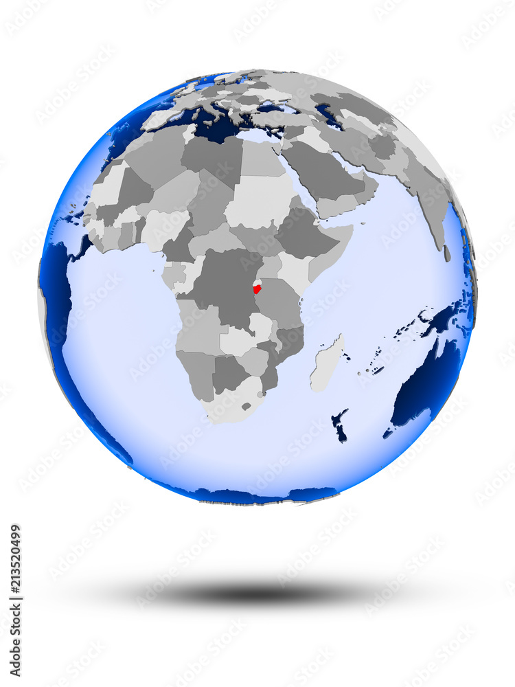 Burundi on globe Burundi on globe