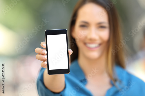 Girl hand showing a phone screen mock up