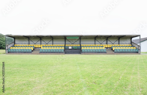 Pavilion sports pitch empty vacant seats cricket rugby football soccer field spectators