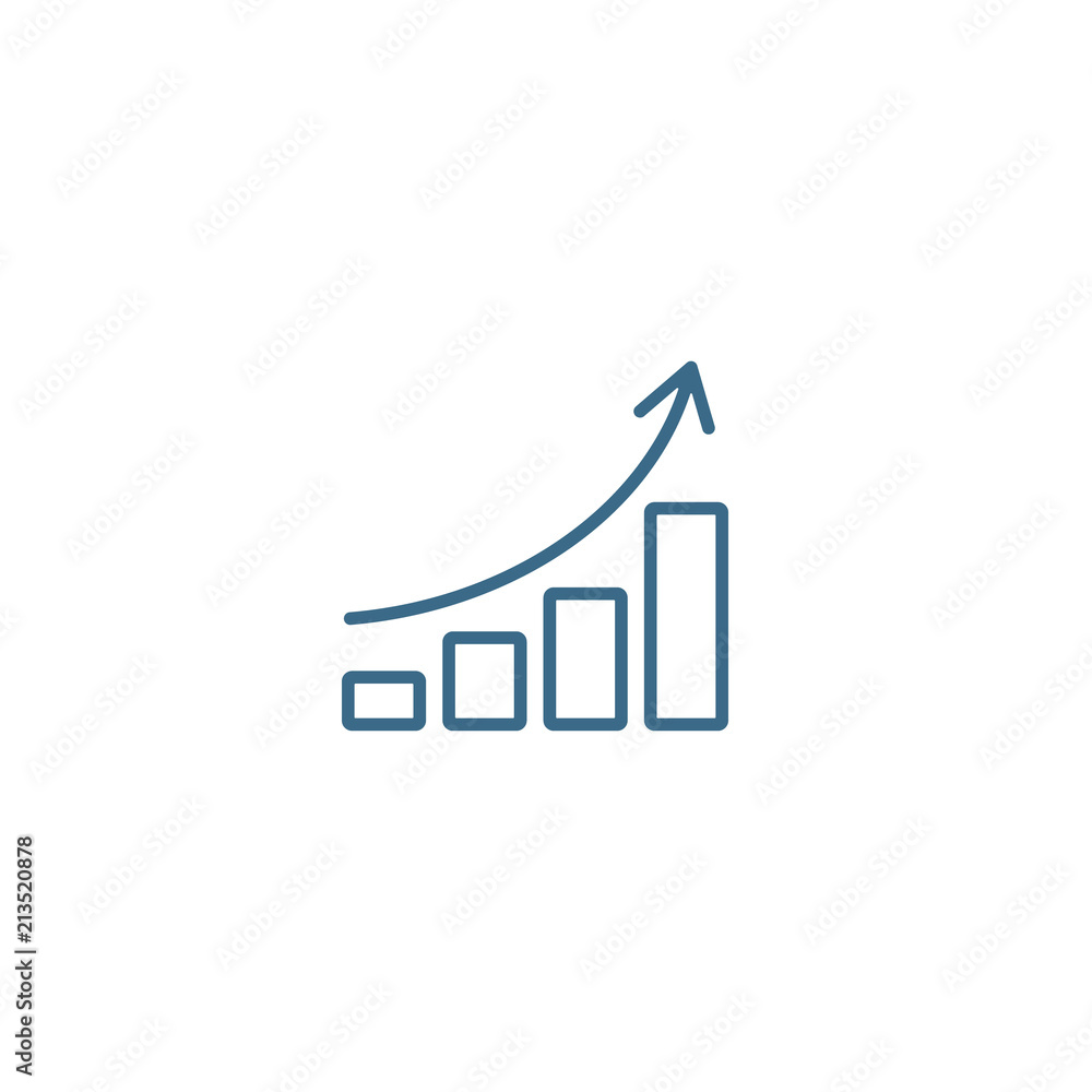 Vector growing graph icon. Simple isolated line success symbol Vector growing graph icon. Simple isolated line success symbol