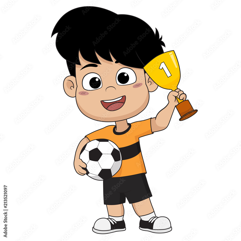 Kid Won The Football Match Vector And Illustration Stock Vector kid-won-the-football-match-vector-and-illustration-stock-vector