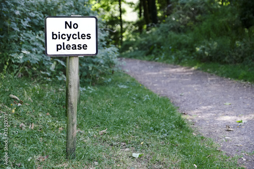 No bicycles or cyclists please sign in rural countryside private public path uk