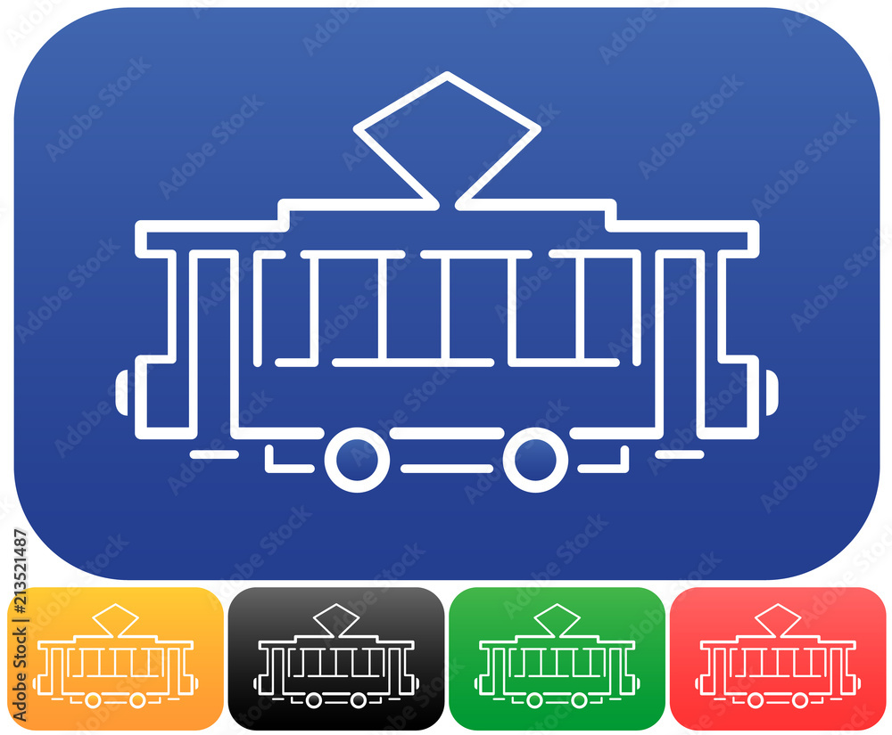 Obraz premium Set of icons with a vintage tram