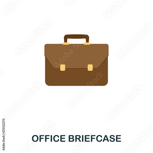 Office Briefcase flat icon. Premium style flat icon design. UI. Illustration of office briefcase flat icon. Pictogram isolated on white. Ready to use in web design, apps, software, print.