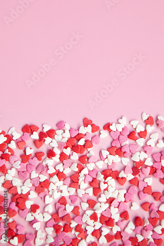 pink background and many sugar red pink hearts