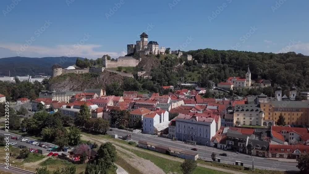 Aerial view of the Trencin old town and castle, Slovakia Aerial view of the Trencin old town and castle, Slovakia