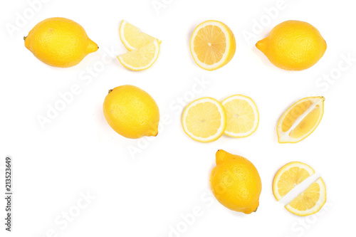 Wallpaper Mural Lemon isolated on white background. Seamless pattern with fruits with copy space for your text. . Top view. Flat lay Torontodigital.ca