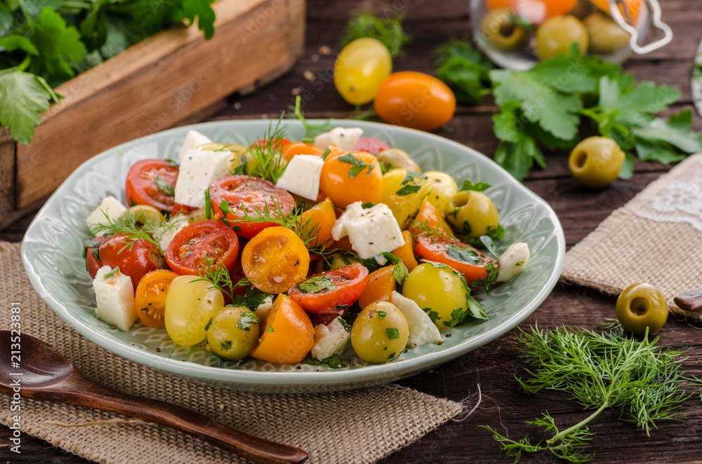 Fresh tomato olives salad feta cheese Fresh tomato olives salad feta cheese