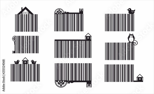 Decorative barcode set with eco elements