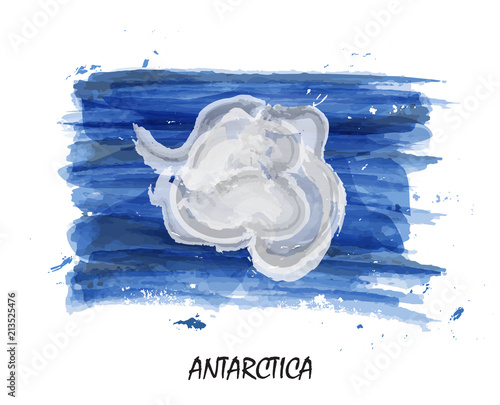 Realistic watercolor painting flag of Antarctica . Vector