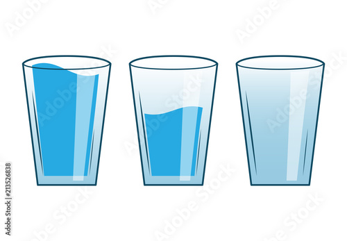 Full, Half, and Empty Glasses of Water