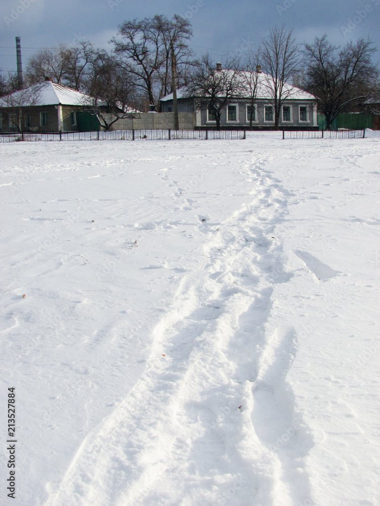 human traces on snow