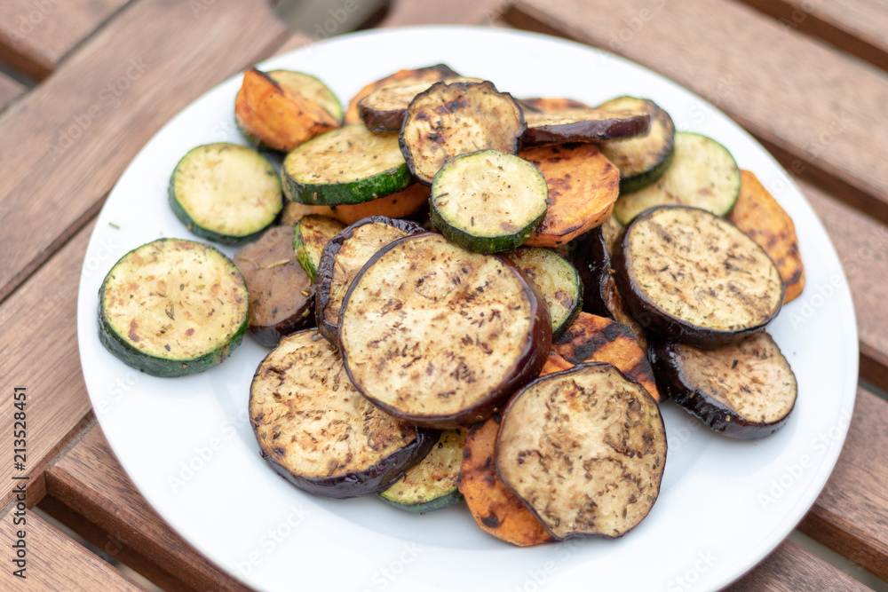Grilled vegetables on a white plate Grilled vegetables on a white plate