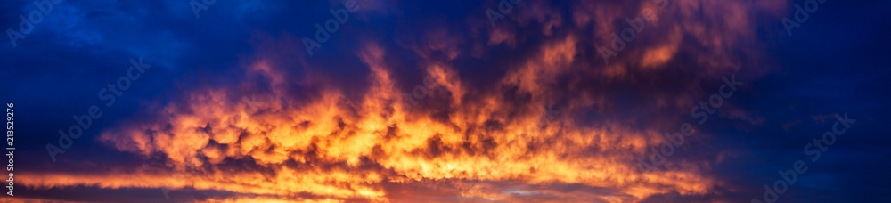  landscape with sky, clouds and sunrise a panoramic view