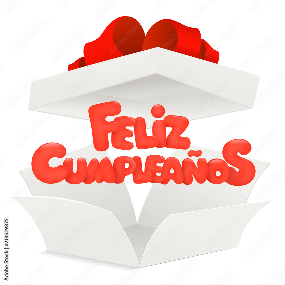 Feliz cumpleaños. Vector decorative greeting card. Happy birthday in  spanish. Stock Vector