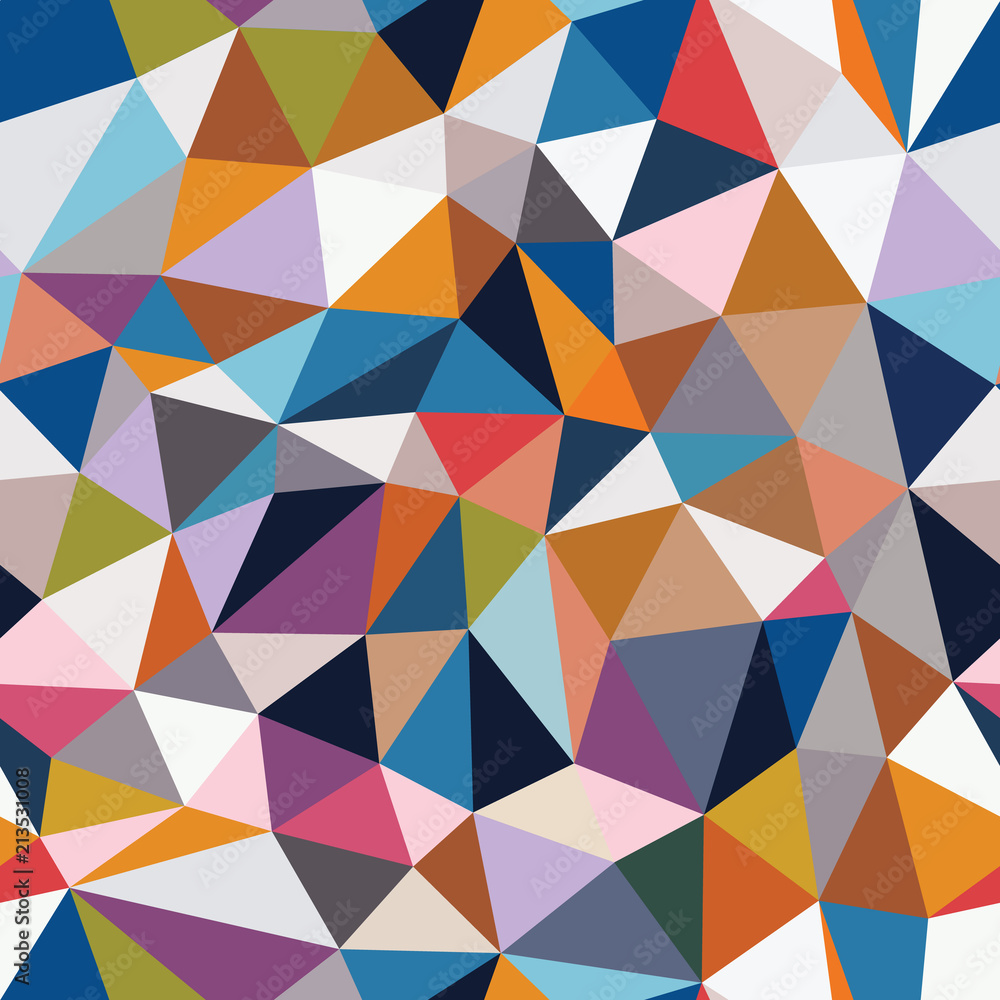 Abstract seamless pattern of triangles. Mosaic from the fragments of geometric shapes. Abstract seamless pattern of triangles. Mosaic from the fragments of geometric shapes.