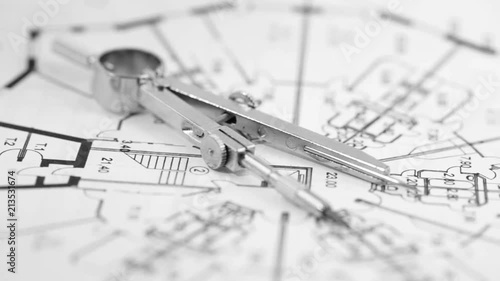 Wallpaper Mural architecture, construction, building, business, education, creation and art concept - abstract architectural blueprint, professional tools and equipment for architecture & design Torontodigital.ca