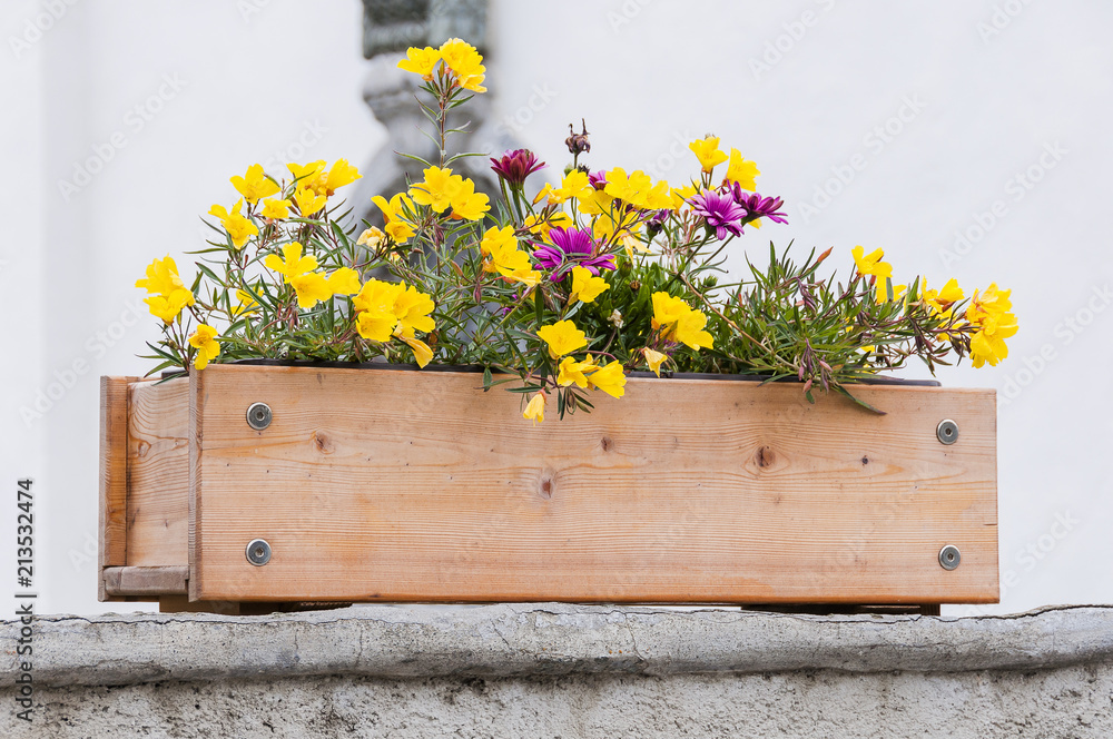 Bever, Dorf, Oberengadin, Engadiner Häuser, Brunnen, Sommerblumen