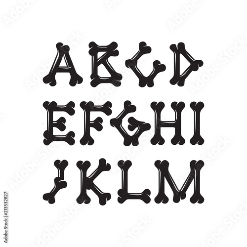 Alphabet of bones, the constructor for T-shirt prints