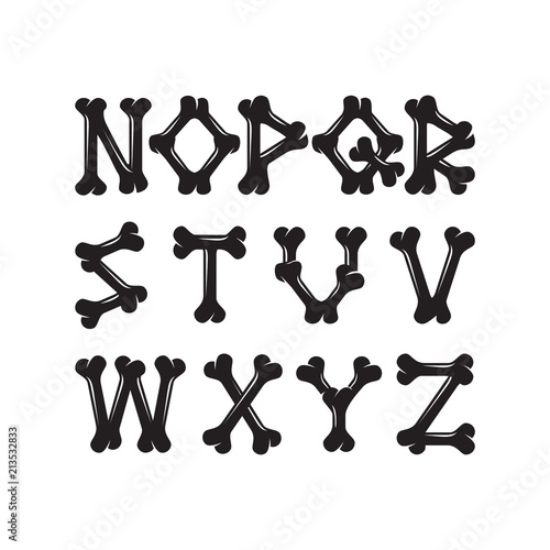 Alphabet of bones, the constructor for T-shirt prints