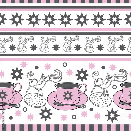 Birds,Stars,Strip,Cups-Garden Tea Party photo