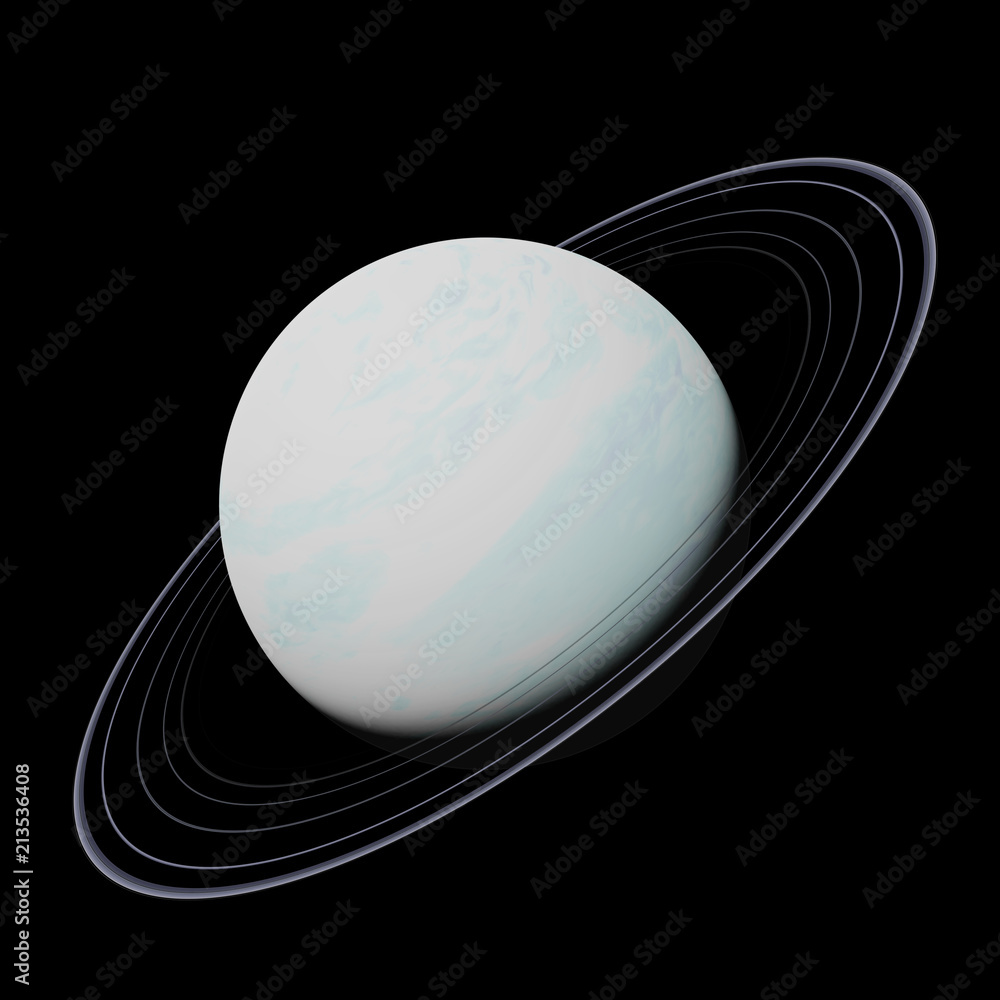 planet Uranus isolated on black background, part of the solar system