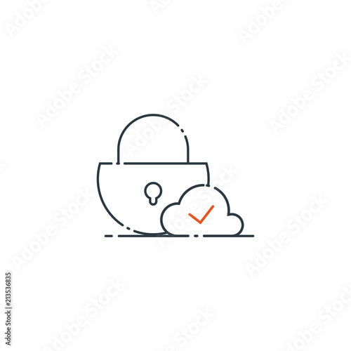 Secure cloud server, line modern icon