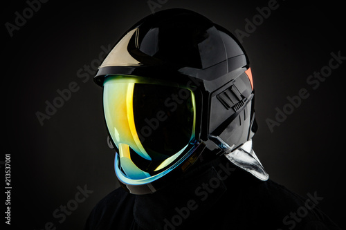 Racer in modern shiny helmet