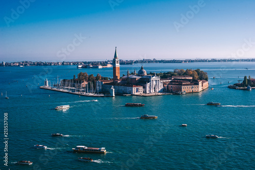 Venice, Italy. Air view of the Grand Canal and the Cathedral of San Giorgio Maggiore © jul14ka
