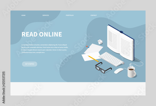Isometric Online Reading Landing Page