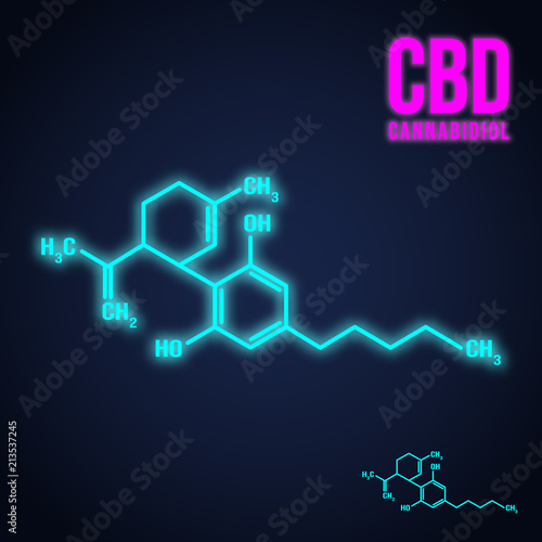Cannabidiol formula neon icon