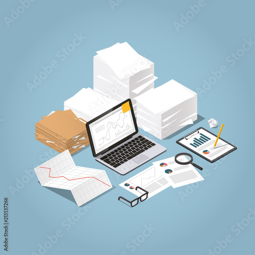 Isometric Paper Work illustration