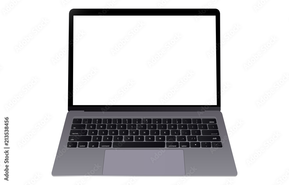 Realistic laptop isolated on white background. computer notebook with empty screen. blank copy space on modern mobile computer. Realistic laptop isolated on white background. computer notebook with empty screen. blank copy space on modern mobile computer.