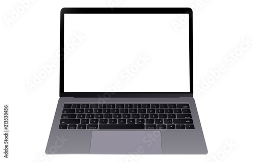 Realistic laptop isolated on white background. computer notebook with empty screen. blank copy space on modern mobile computer.