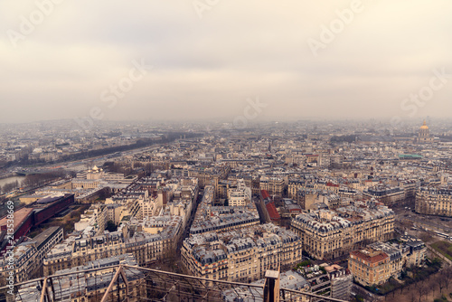 Paris cityscape view from Eiffel Tower.