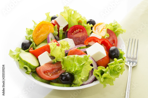fresh vegetable salad isolated on white background