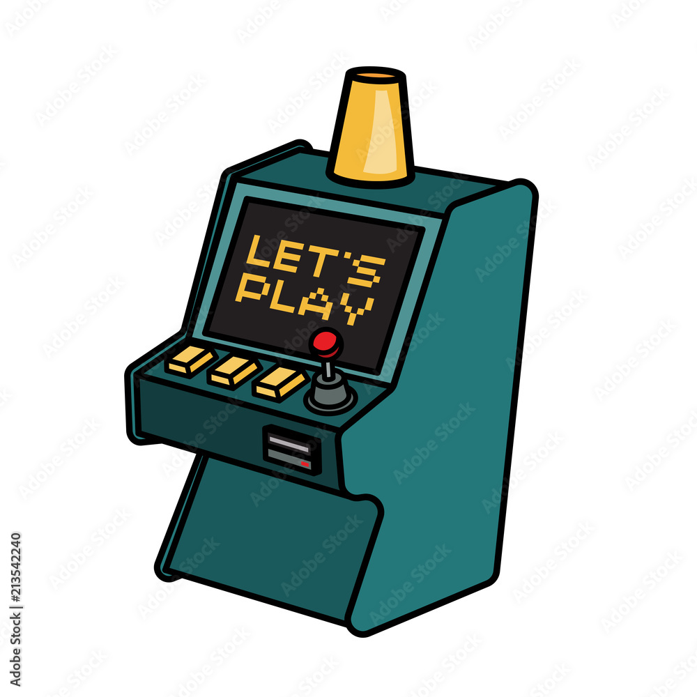 Retro arcade game machine. Lets play video games concept.