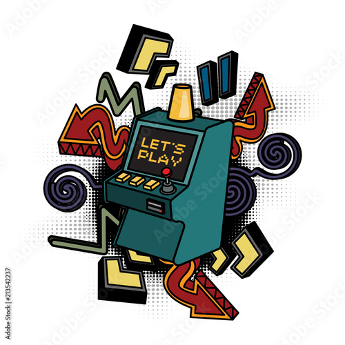 Retro arcade game machine. Lets play video games concept.