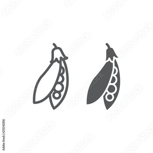 Pea pod line and glyph icon, vegetable and diet, peas sign, vector graphics, a linear pattern on a white background, eps 10.
