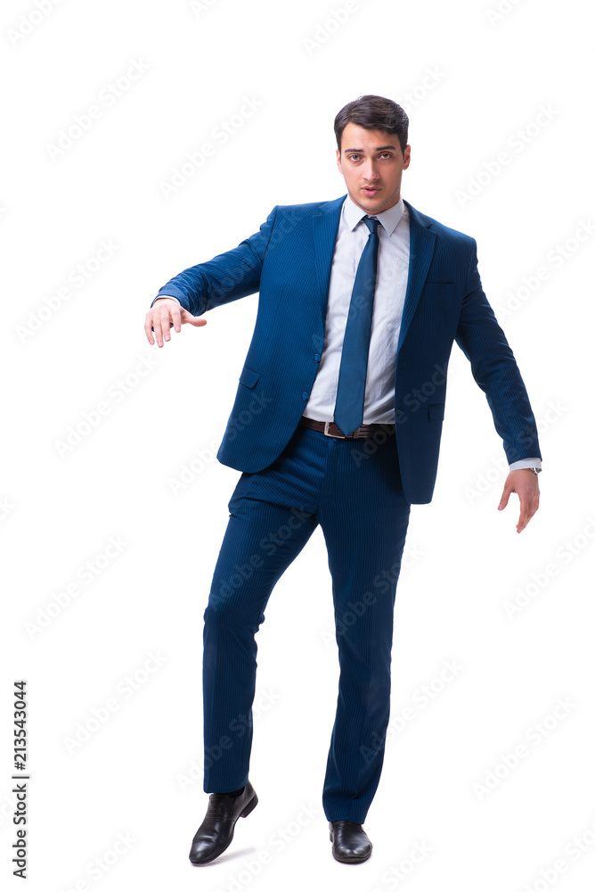Businessman in funny pose isolated on white Businessman in funny pose isolated on white