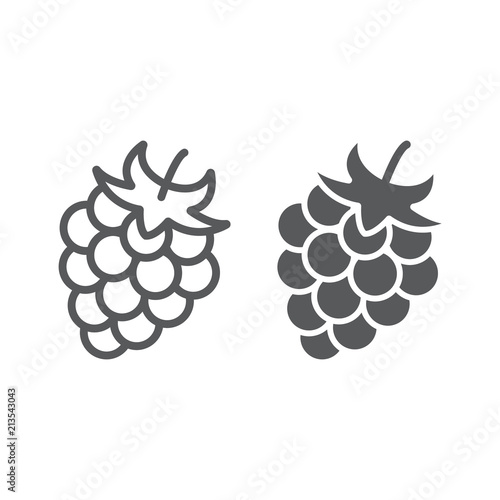 Blackberry line and glyph icon, fruit and vitamin, raspberry sign, vector graphics, a linear pattern on a white background, eps 10.