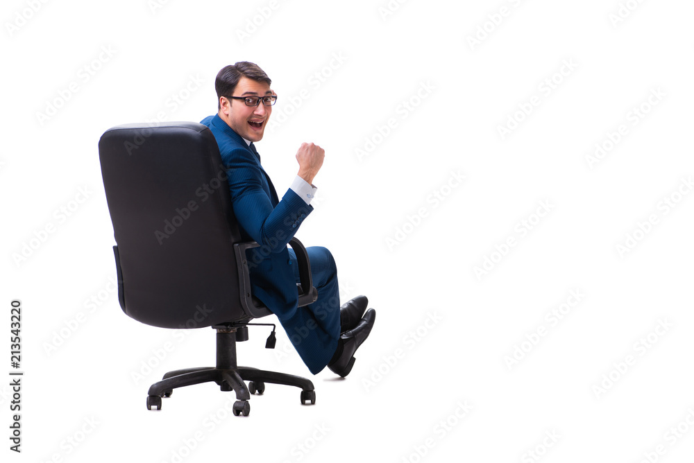 Businessman sitting on chair isolated on white Businessman sitting on chair isolated on white
