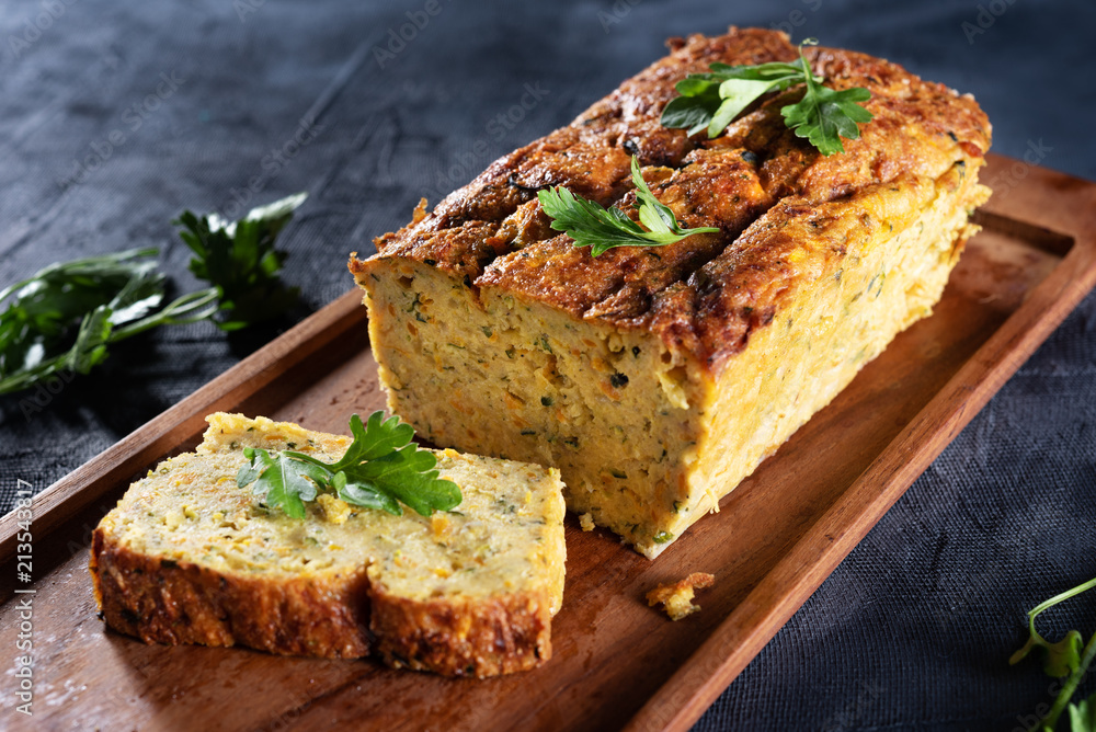 Vegetarian courgette pate on natural background Vegetarian courgette pate on natural background