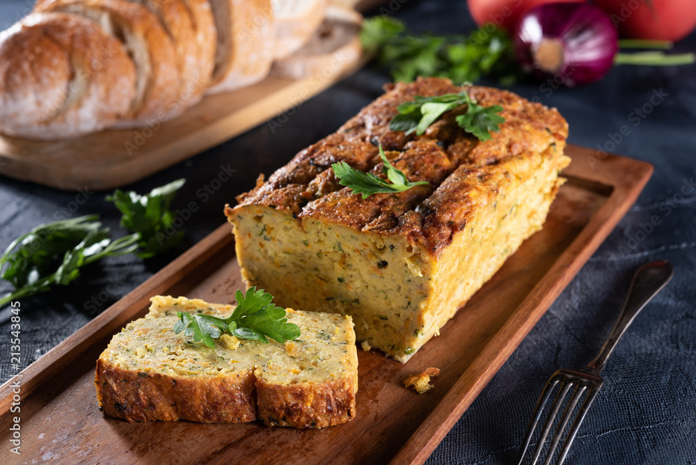 Vegetarian courgette pate on natural background Vegetarian courgette pate on natural background