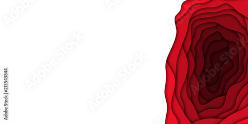 Vector realistic isolated red paper cut layer background for decoration and covering. Concept of geometric abstract design.