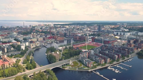 Aerial view of Tampere, one of the biggest cities in Finland photo