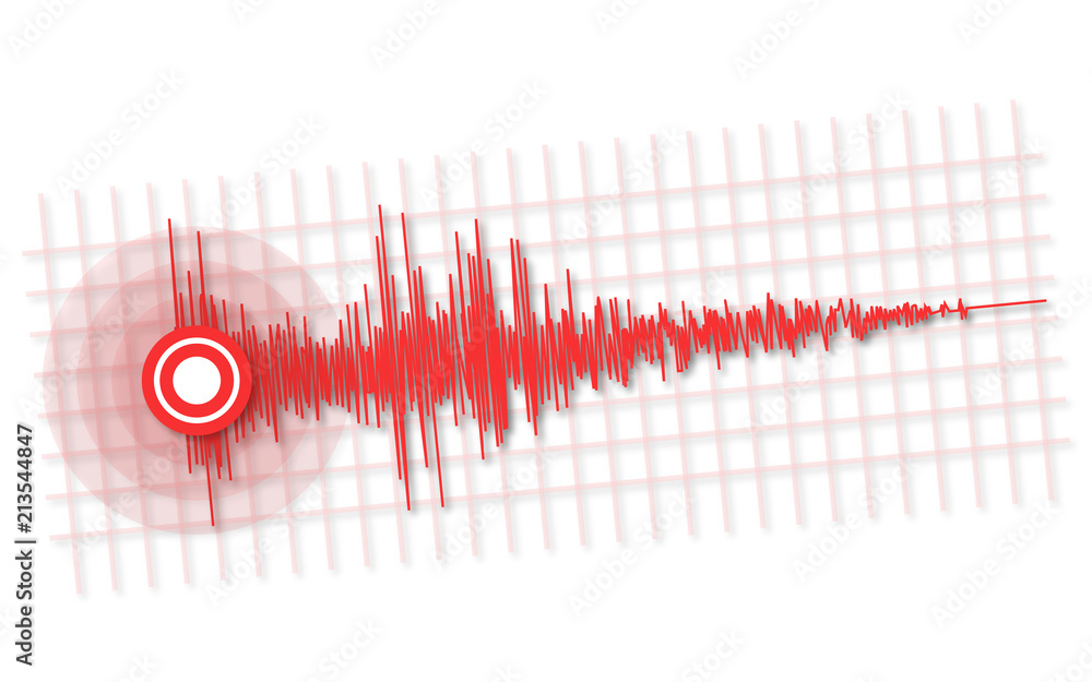 Earthquake - seismic waves vector illustration on white for copy space ...