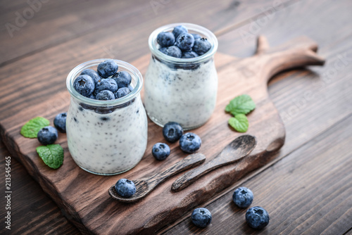 Healthy breakfast or morning snack with chia seeds